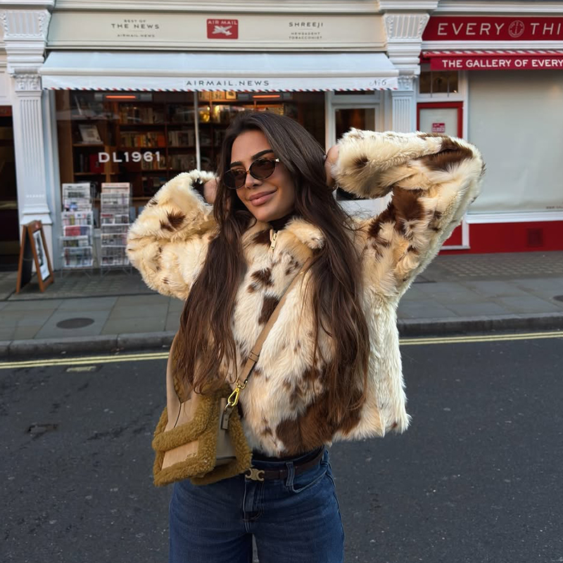 Streetwear Brand China - Chic Street Girls Cow Print Fur